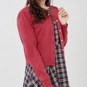 Red Cardigan Knit with Girly Details